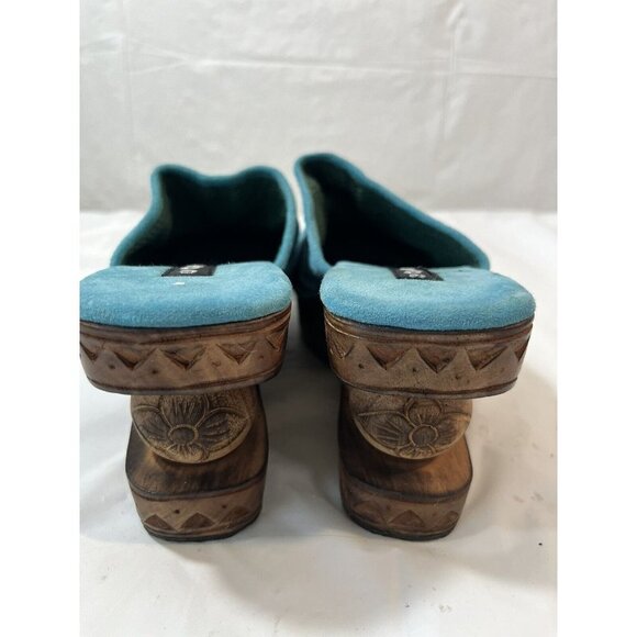 Vintage CHA CHA  Wood Carved Wedge clog Womens Size 6.5 - Picture 5 of 11